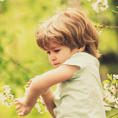  kleiner Junge mit einem Insektenstich
